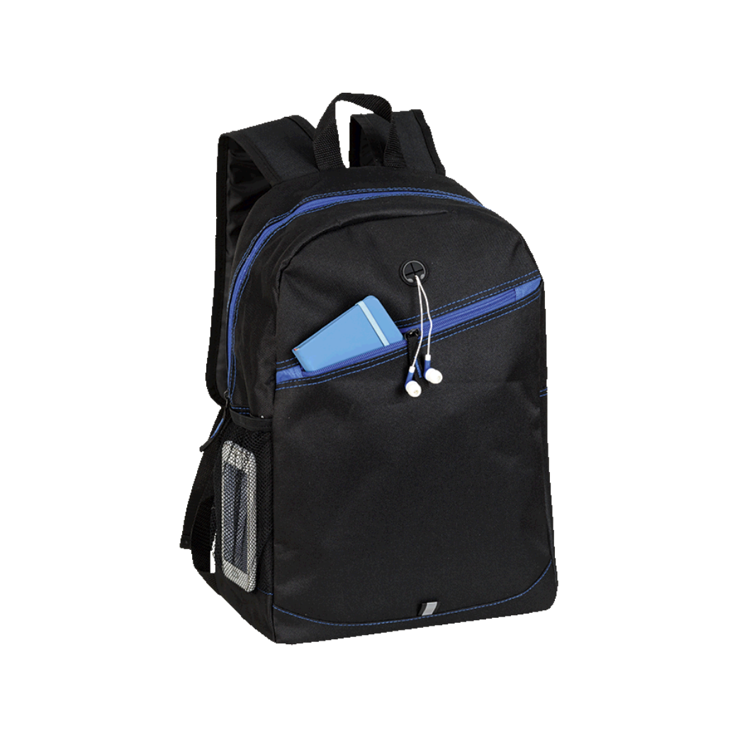 Black laptop bag with blue accents
